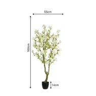HouzeComfort 160cm Artificial White Japanese Cherry Blossom Fake Tree - Image 2