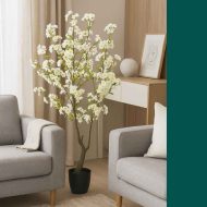 HouzeComfort 160cm Artificial White Japanese Cherry Blossom Fake Tree - Image 4