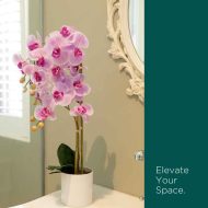 HouzeComfort Artificial Pink Orchid Indoor Plant 60cm - Image 5